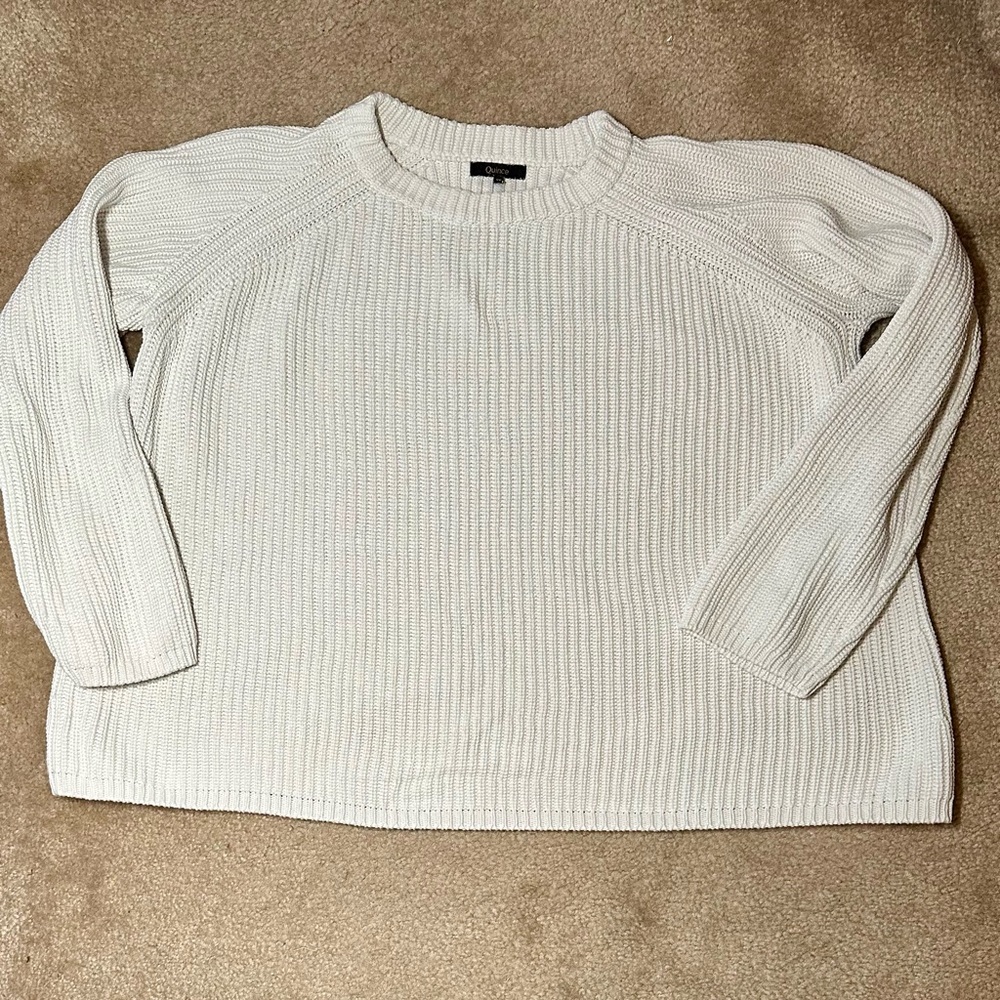 Quince Fisherman Crew Sweater, Ivory, Sz 1x